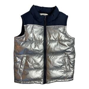 Gymboree Navy Silver Ski Patrol Fleece Lined Puffer Vest Toddler Size 2T-3T